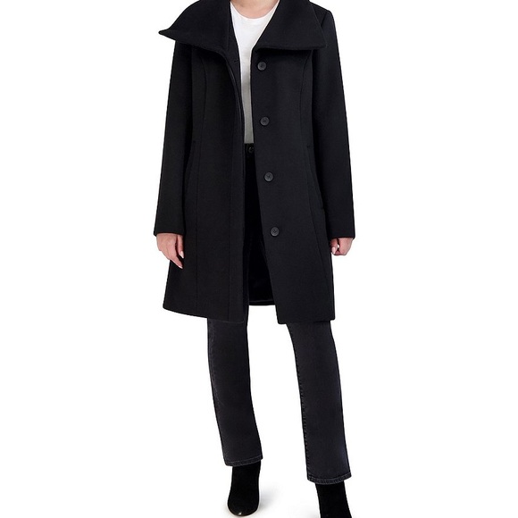 Cole Haan Signature Wool Blend Convertible Collar Button Front Coat Size 8 NWT - Picture 3 of 9